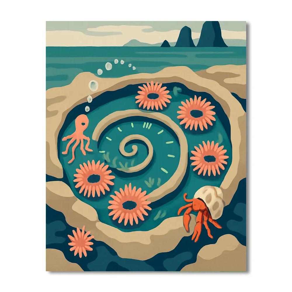 Clockwork Tidepool In Ocean Light paint by number