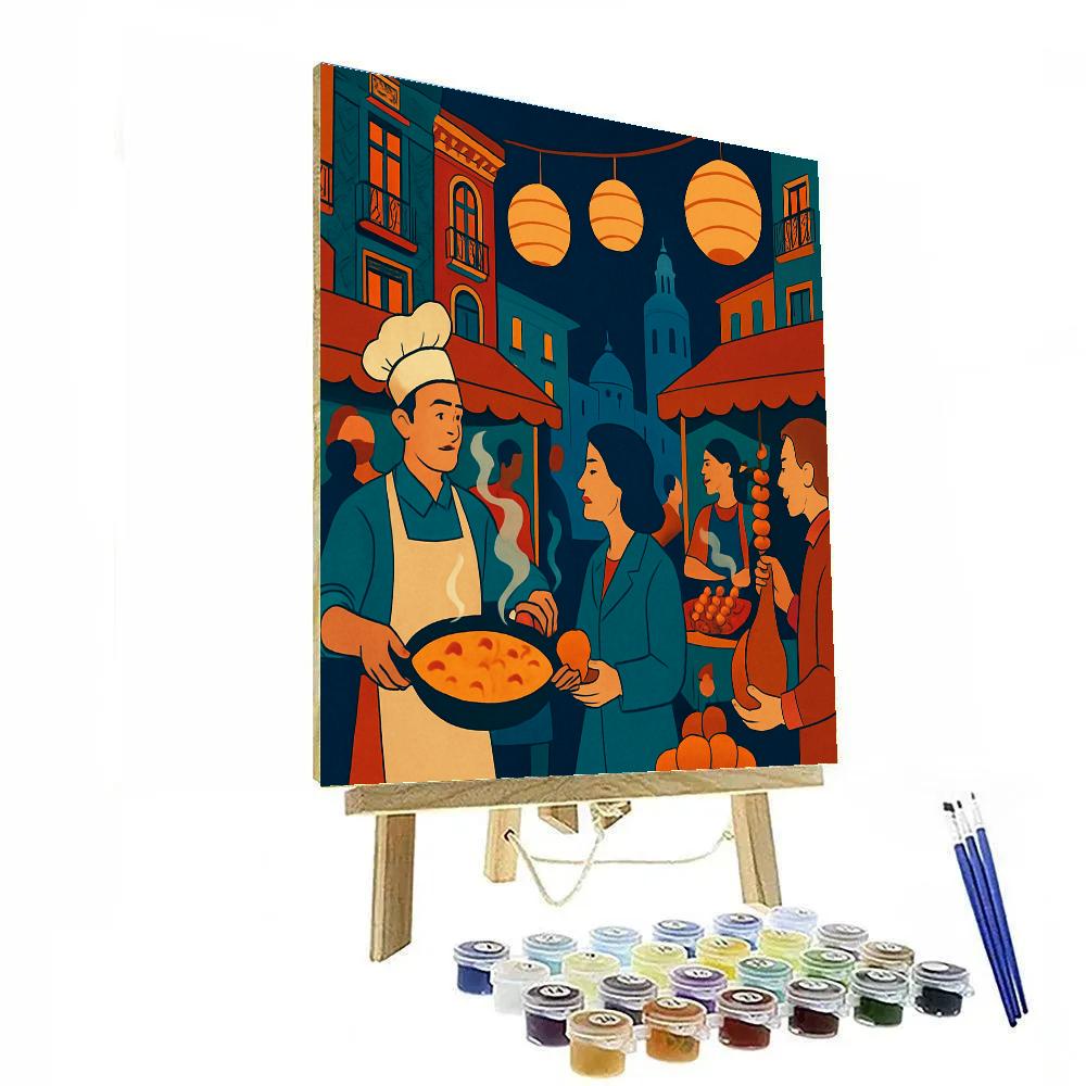Lantern Lit Market In Spain Painting by numbers kit