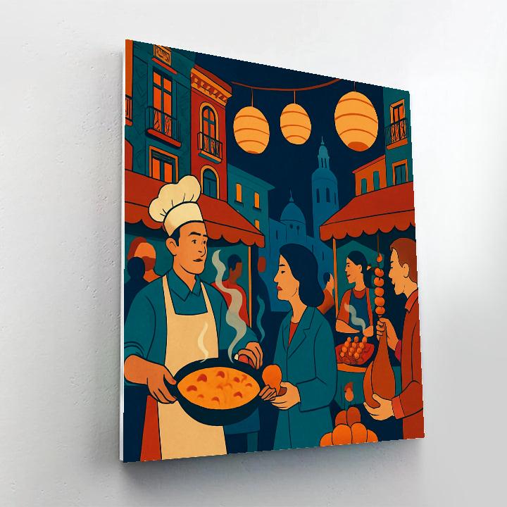 Lantern Lit Market In Spain Painting by numbers kit