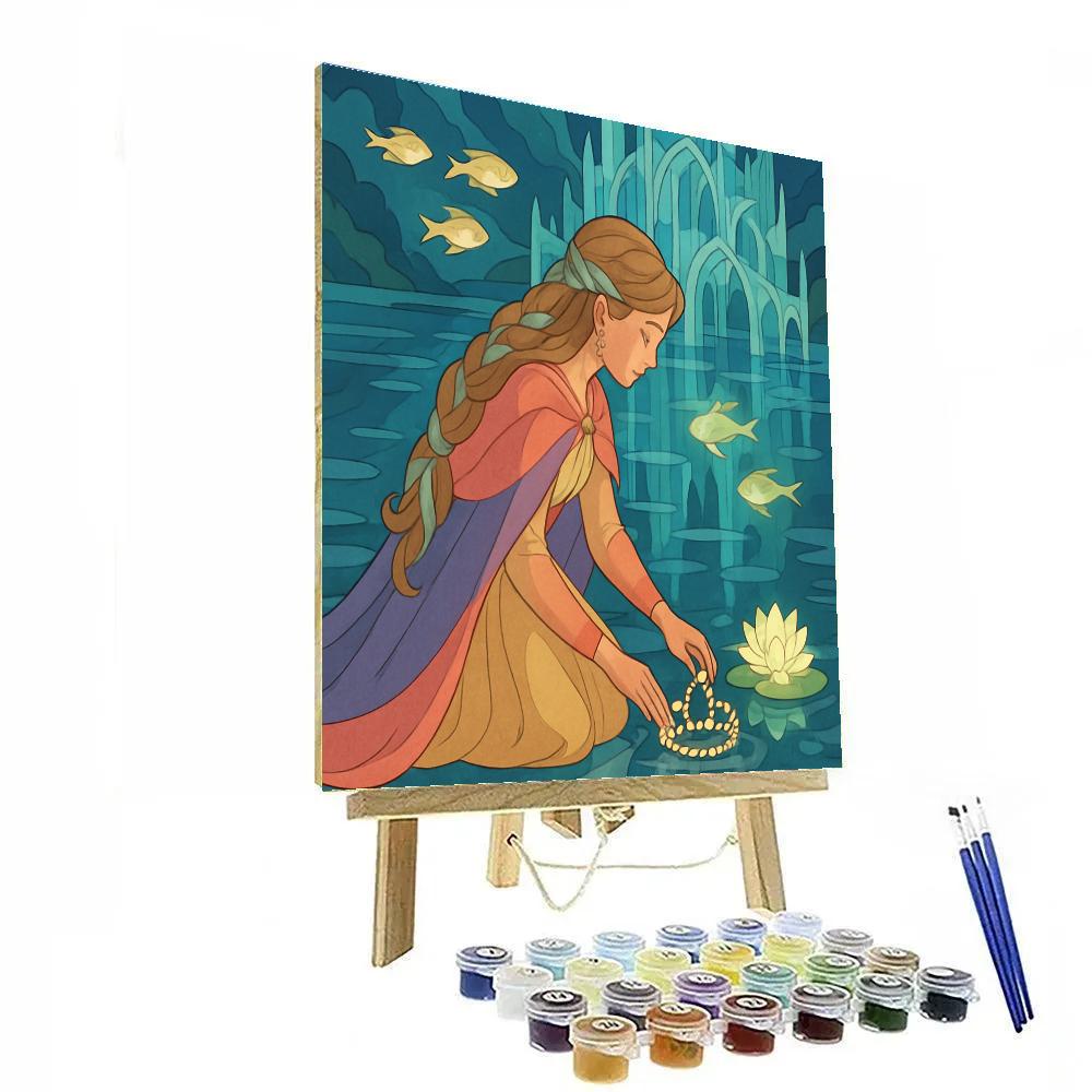 Glass Lagoon With Princess Regalia Numbered painting kits