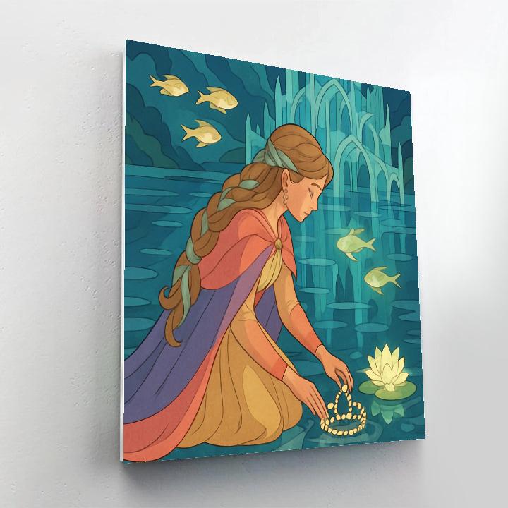 Glass Lagoon With Princess Regalia Numbered painting kits