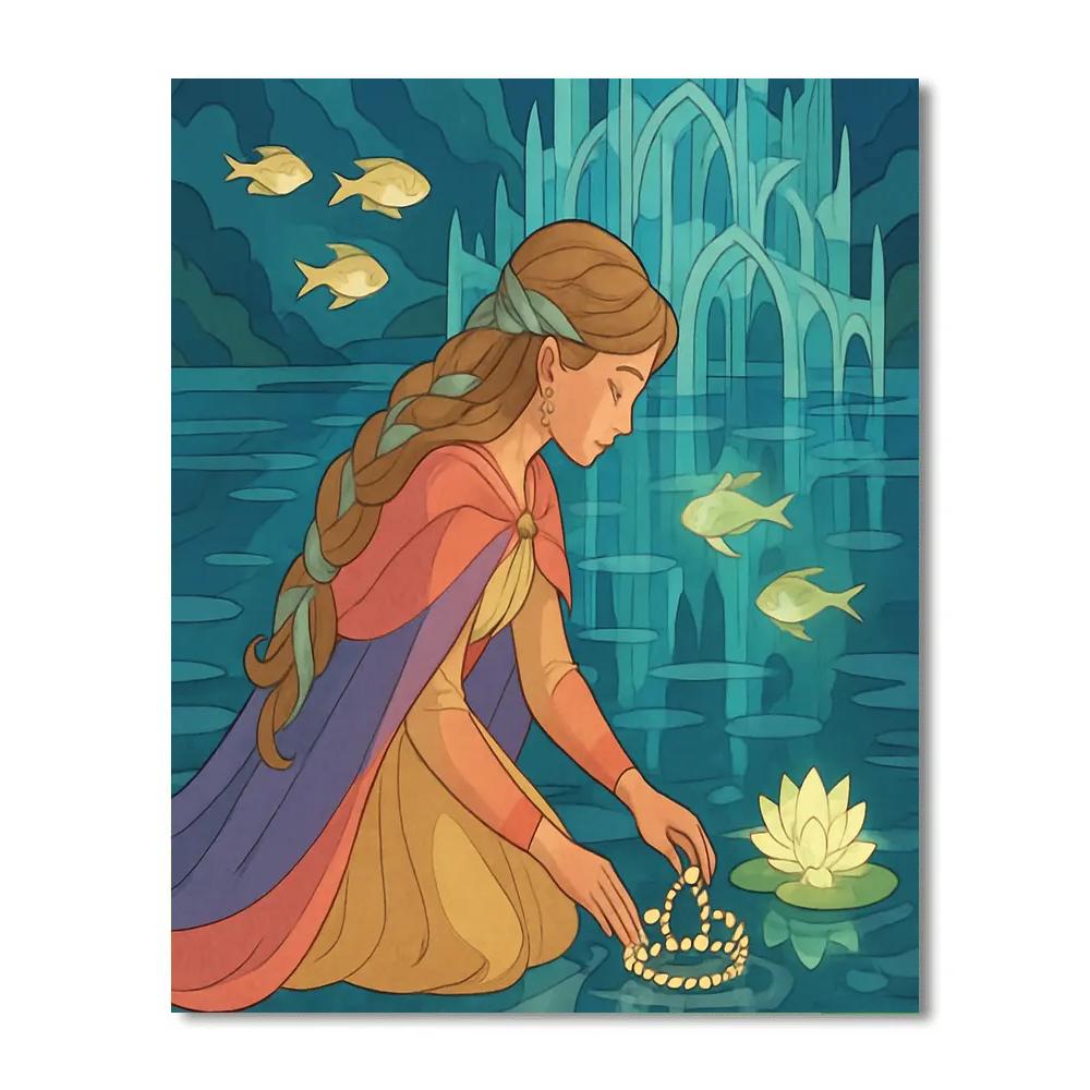 Glass Lagoon With Princess Regalia Numbered painting kits