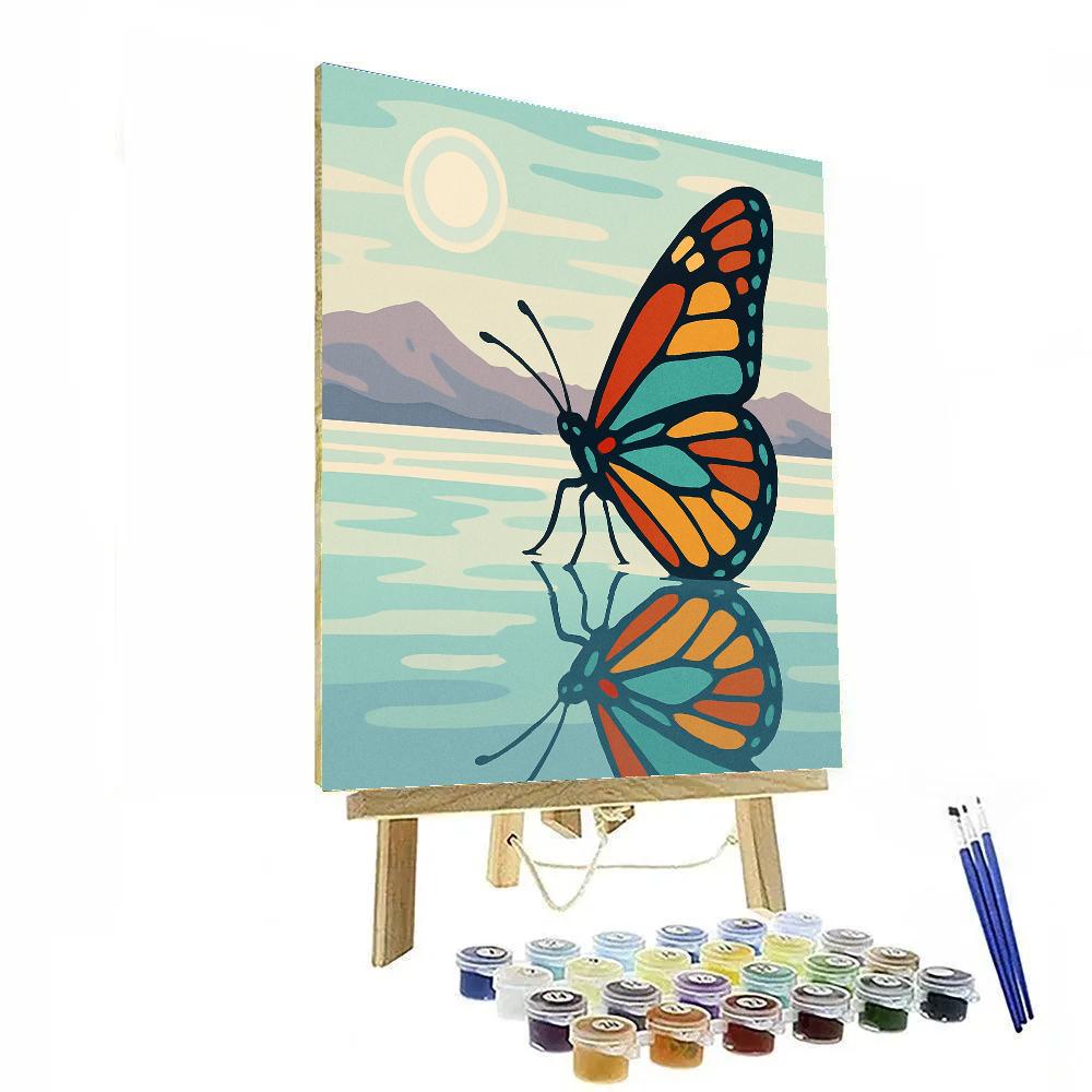 Stained Glass Butterfly Over Salt Flats Painting by numbers kit