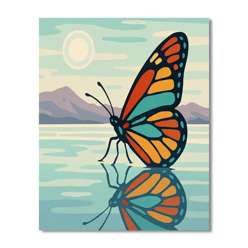Stained Glass Butterfly Over Salt Flats Painting by numbers kit