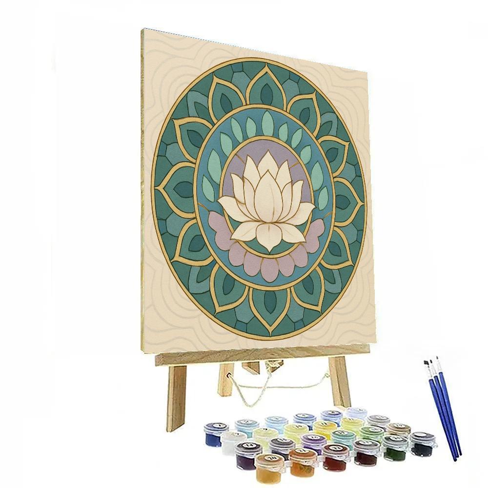 Kintsugi Lotus Mandala With Healing Rings painting number kit