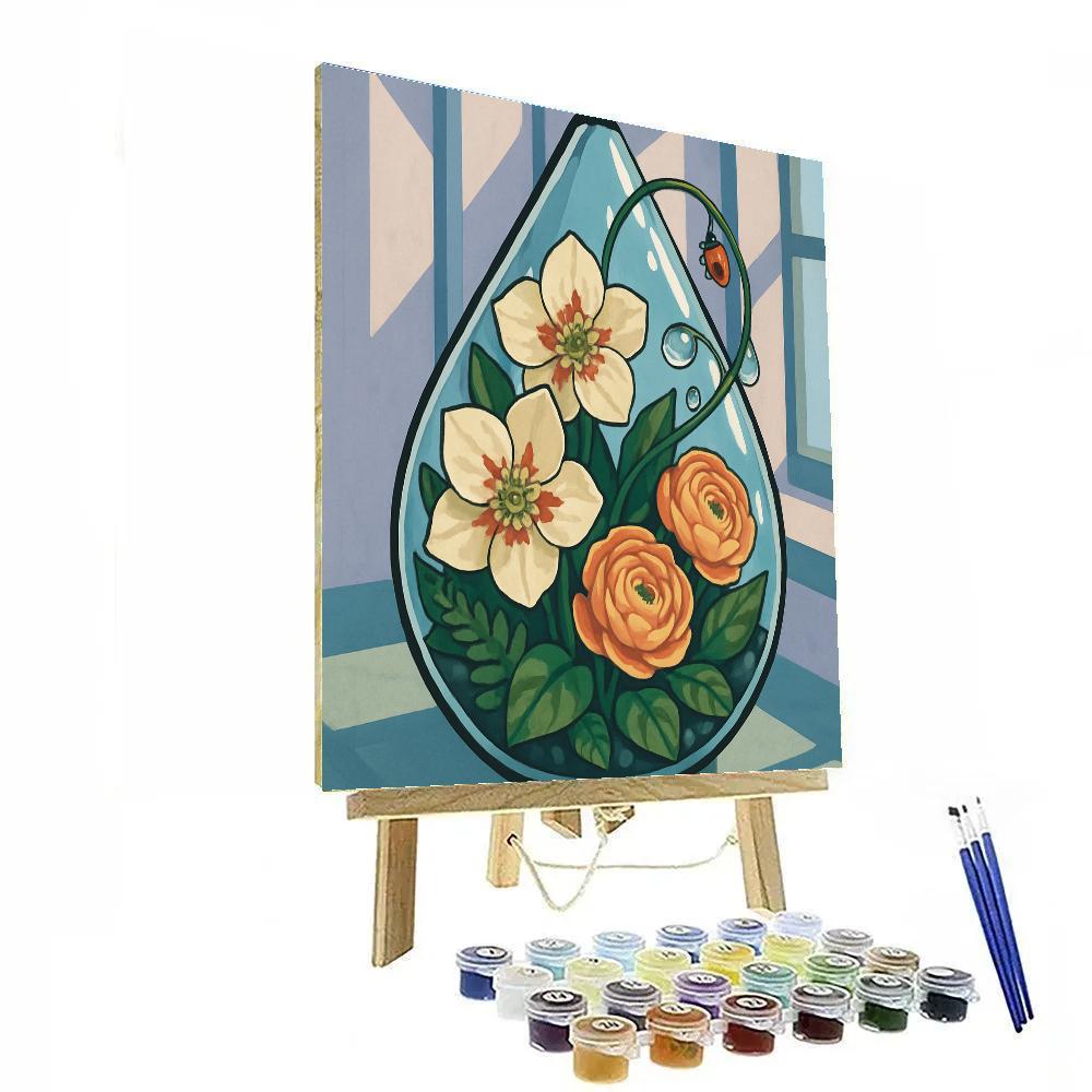 Glasshouse Terrarium In Floral Bloom paint by numbers