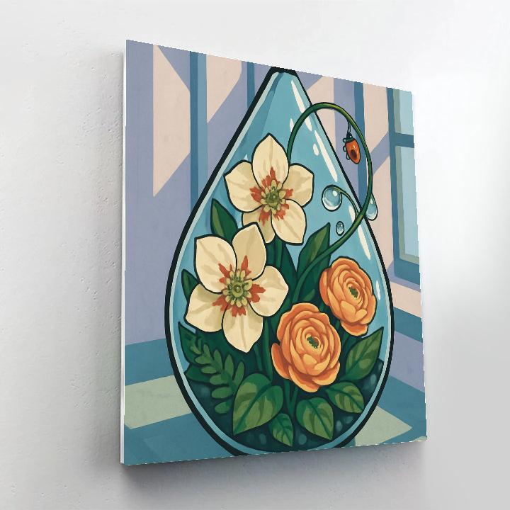 Glasshouse Terrarium In Floral Bloom paint by numbers