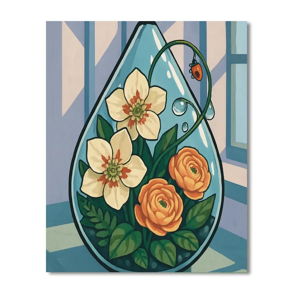 Glasshouse Terrarium In Floral Bloom paint by numbers