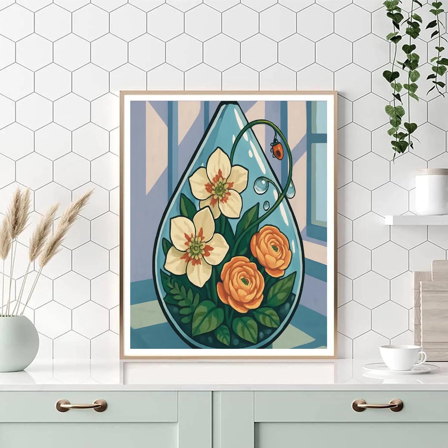 Glasshouse Terrarium In Floral Bloom paint by numbers