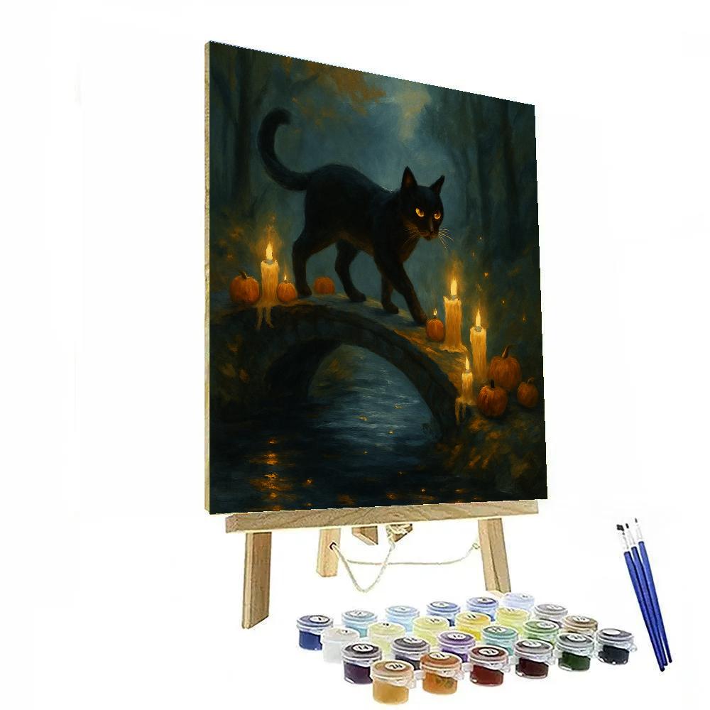 Black Cat Guardian Of The Candle Bridge Number painting