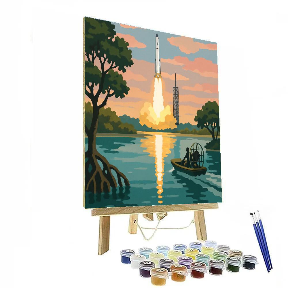 USA Everglades Rocket Dawn Color Filled Numbered painting kits