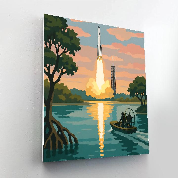 USA Everglades Rocket Dawn Color Filled Numbered painting kits