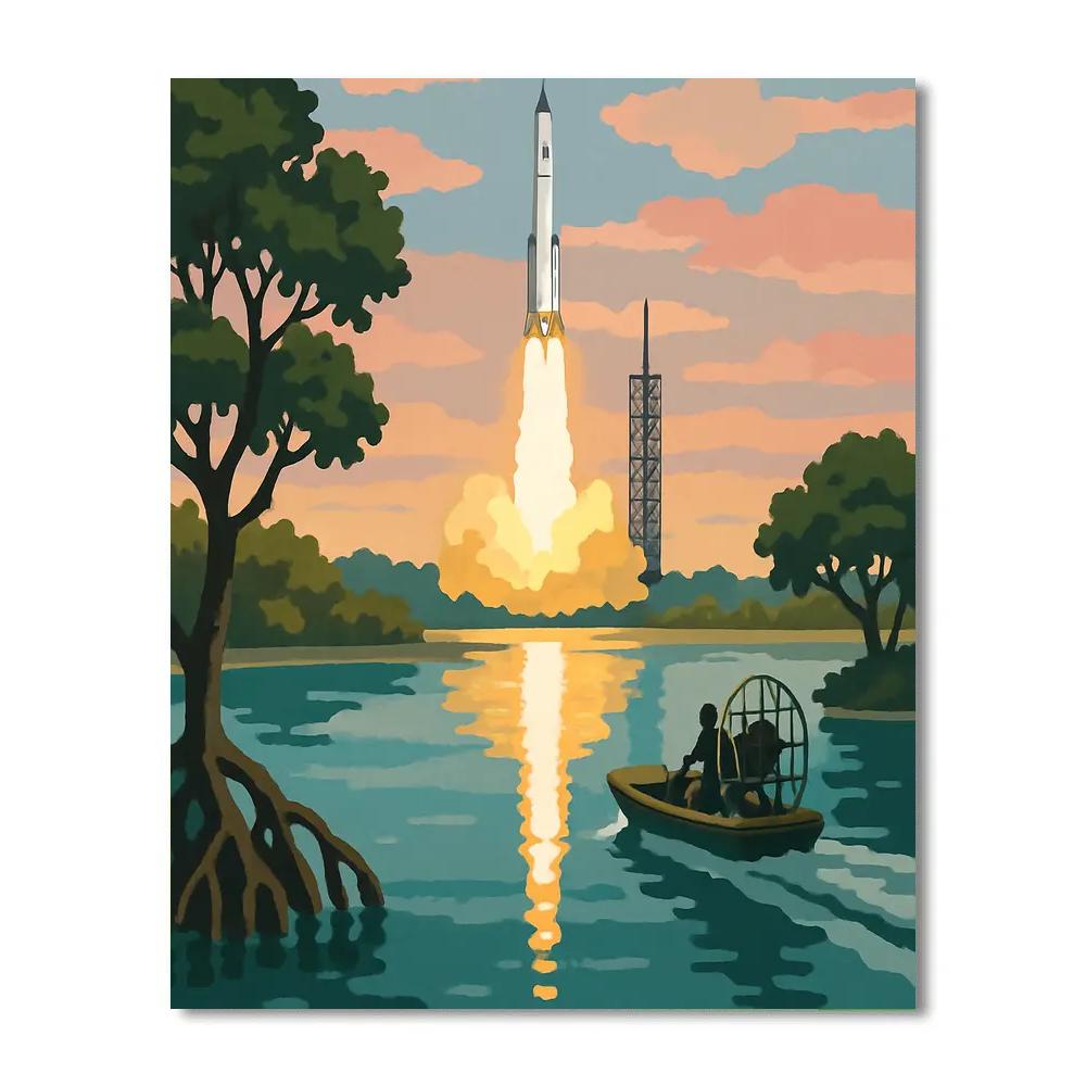 USA Everglades Rocket Dawn Color Filled Numbered painting kits