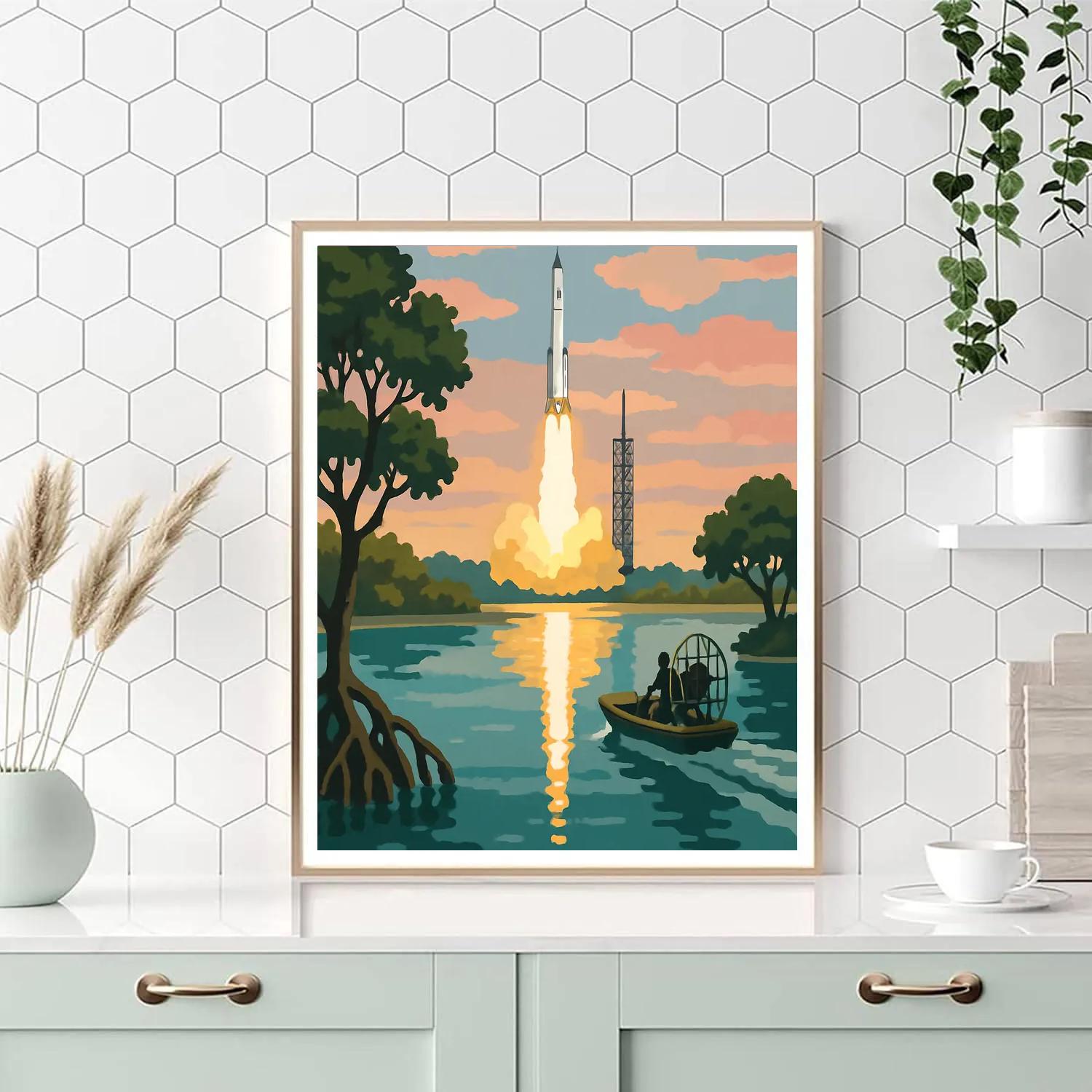 USA Everglades Rocket Dawn Color Filled Numbered painting kits