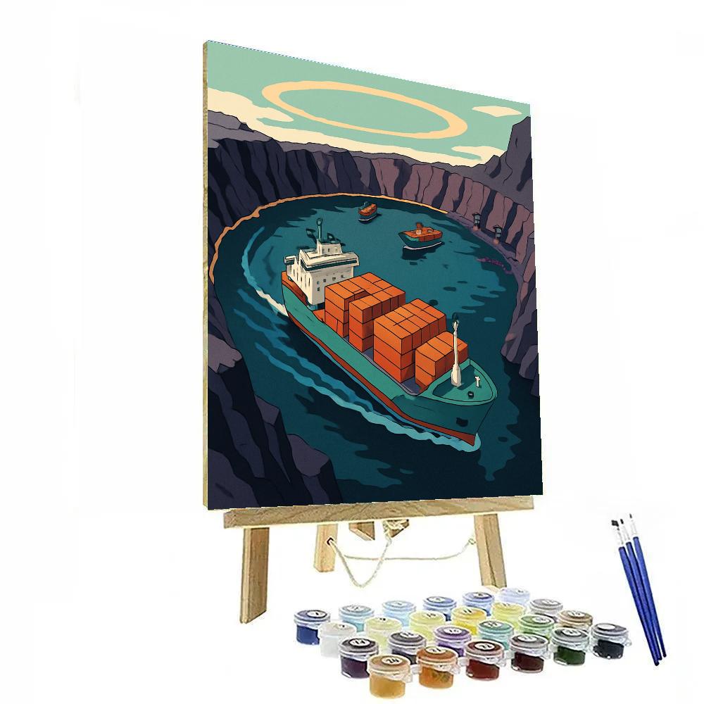 Crater Harbor Ship Caravan DIY paint by numbers