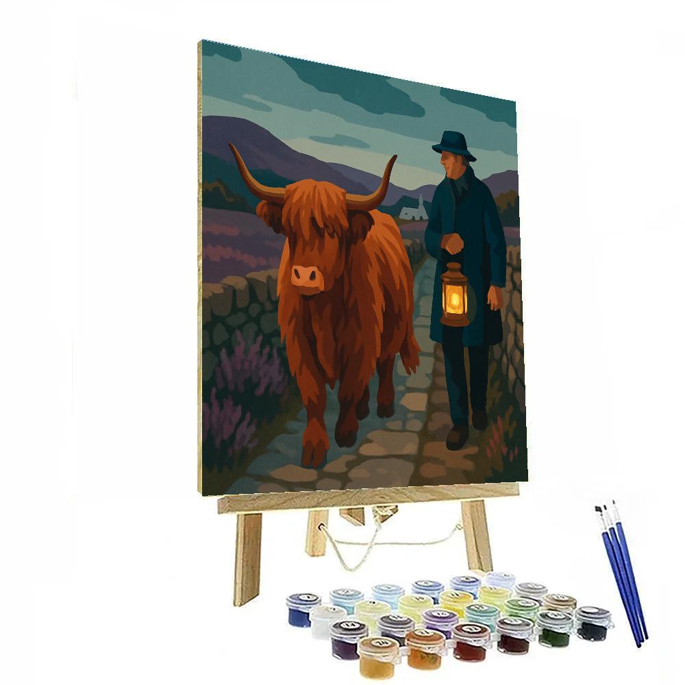Lanternlit Moorland Cow Passage Paint by numbers art