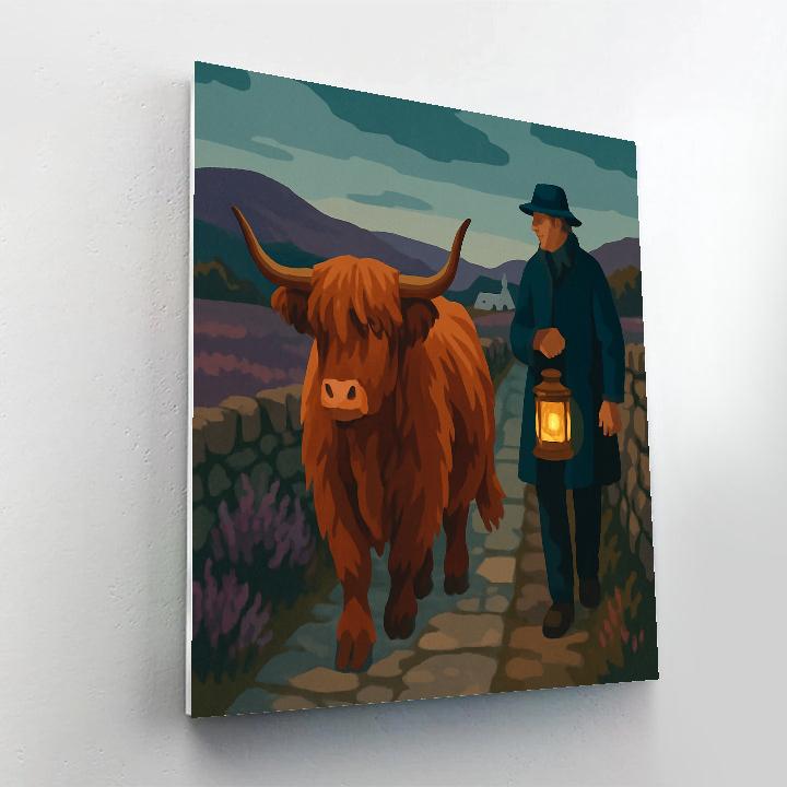 Lanternlit Moorland Cow Passage Paint by numbers art
