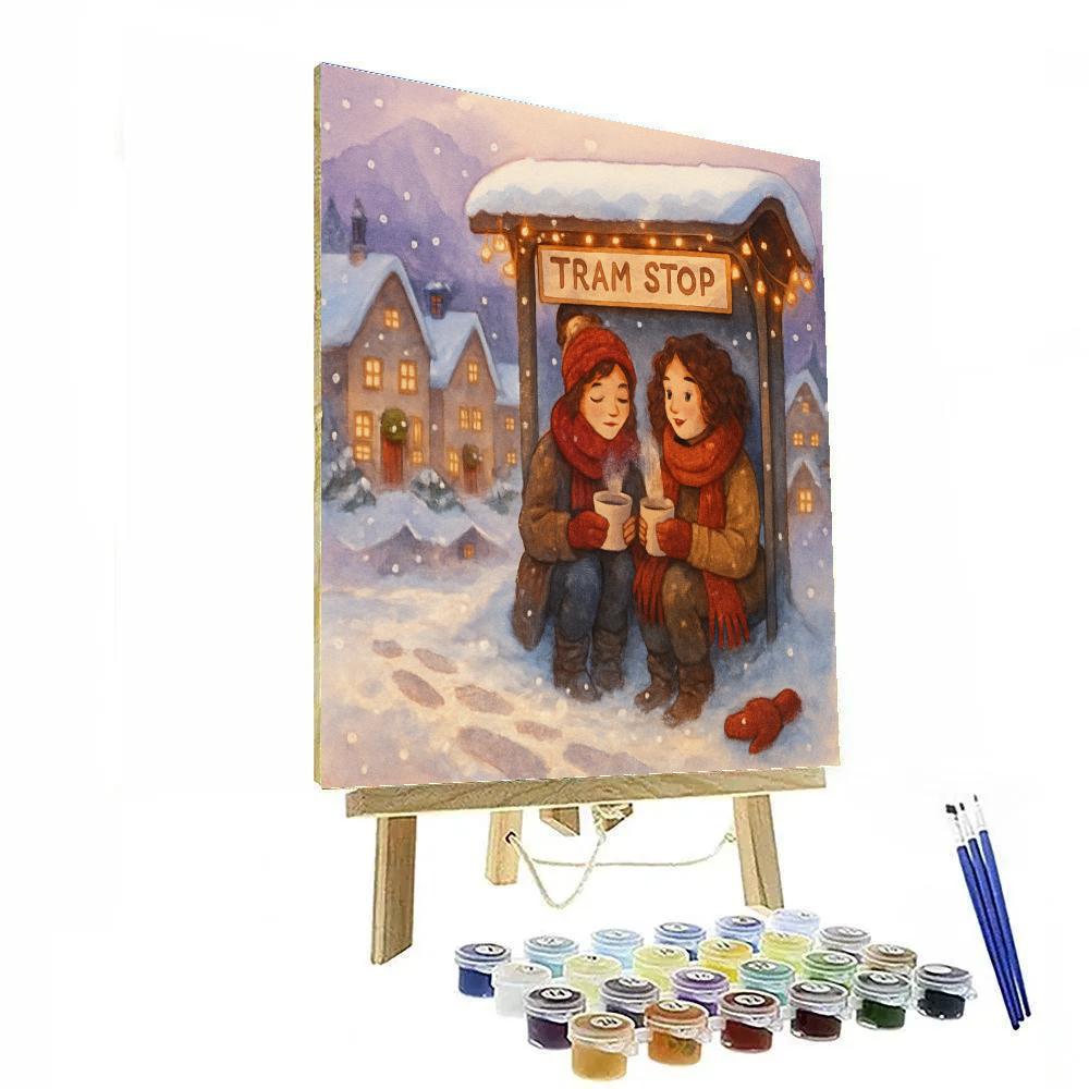 Midnight Cocoa At The Pine Tree Tram Stop Paint by numbers art