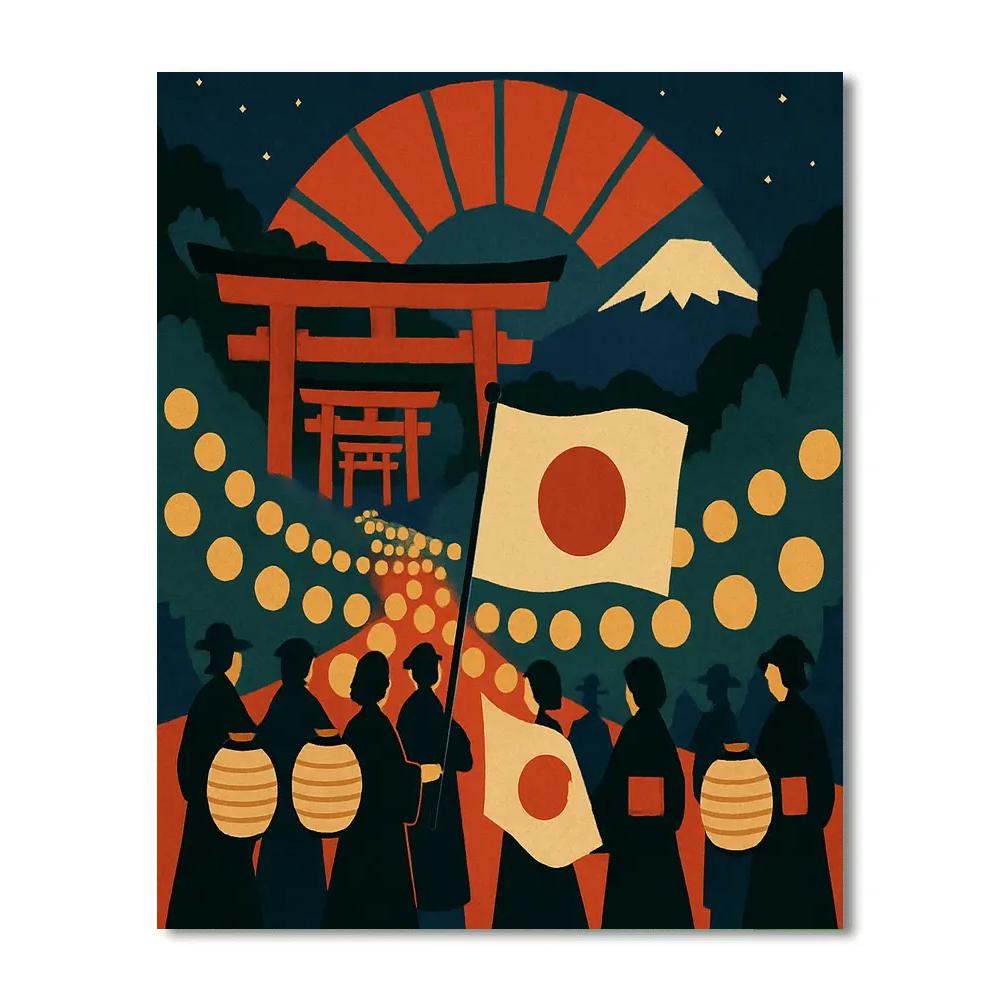 Lantern Parade With National Emblems Paint by numbers art