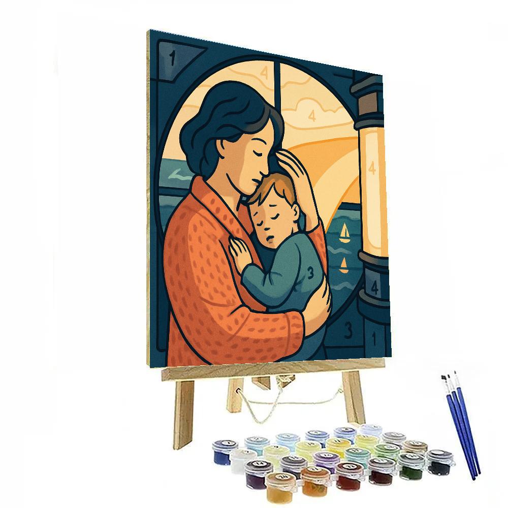 Lighthouse Mother Nightwatch Embrace Number painting