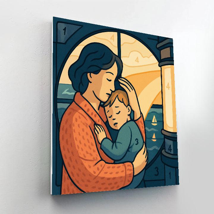 Lighthouse Mother Nightwatch Embrace Number painting