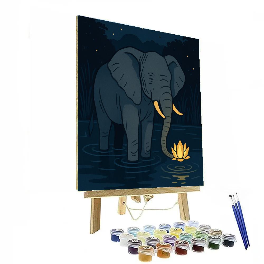 Lanternlit Elephant River Vigil Painting by numbers kit