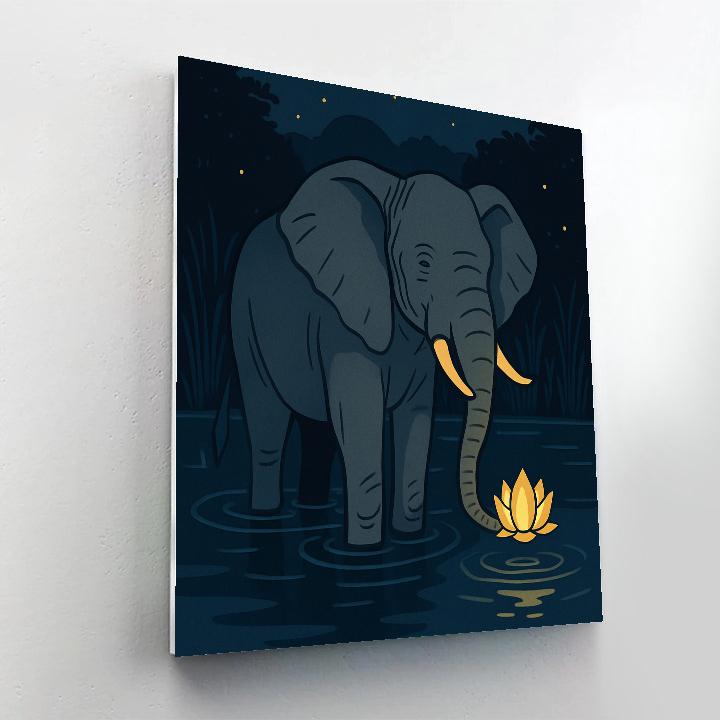 Lanternlit Elephant River Vigil Painting by numbers kit