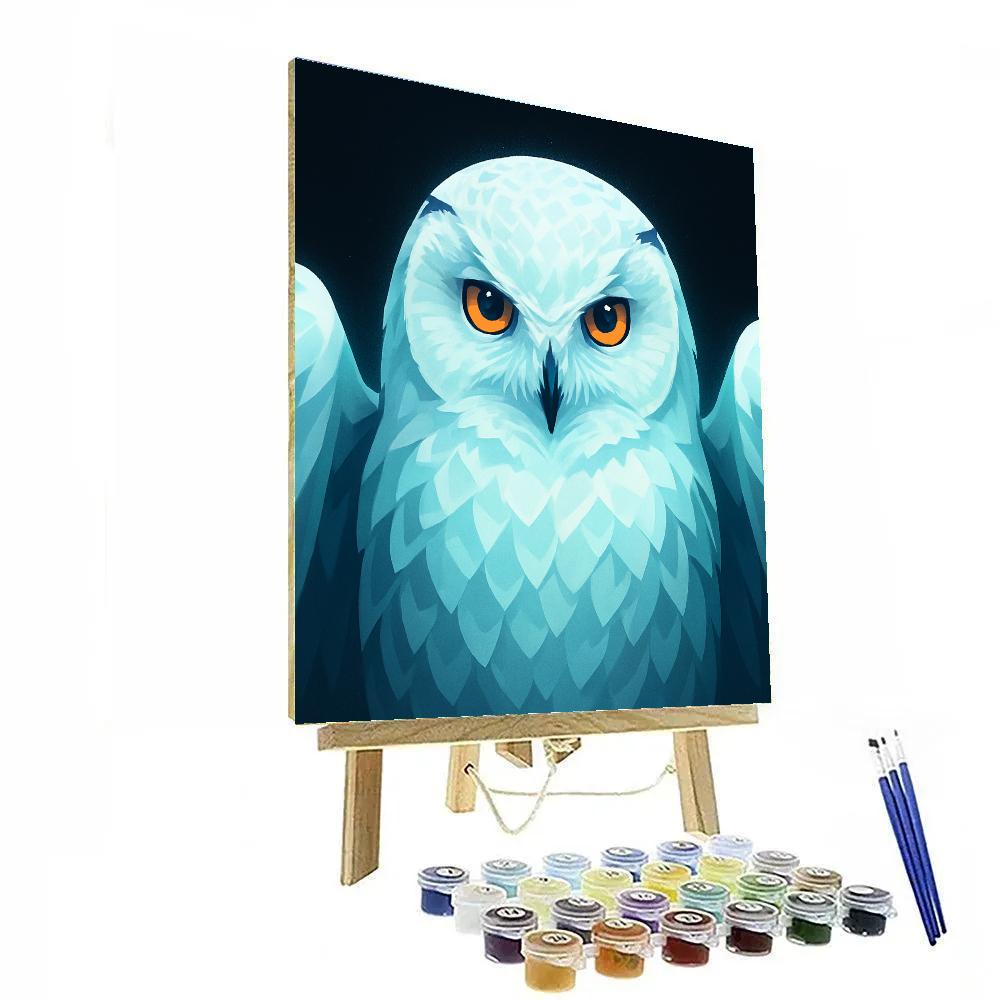 Glacier Owl Silent Beam Number painting