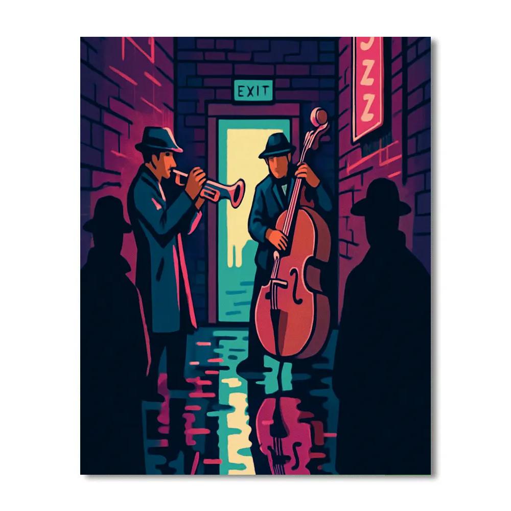 Neon Alley Afterhours With Jazz Painting by numbers kit