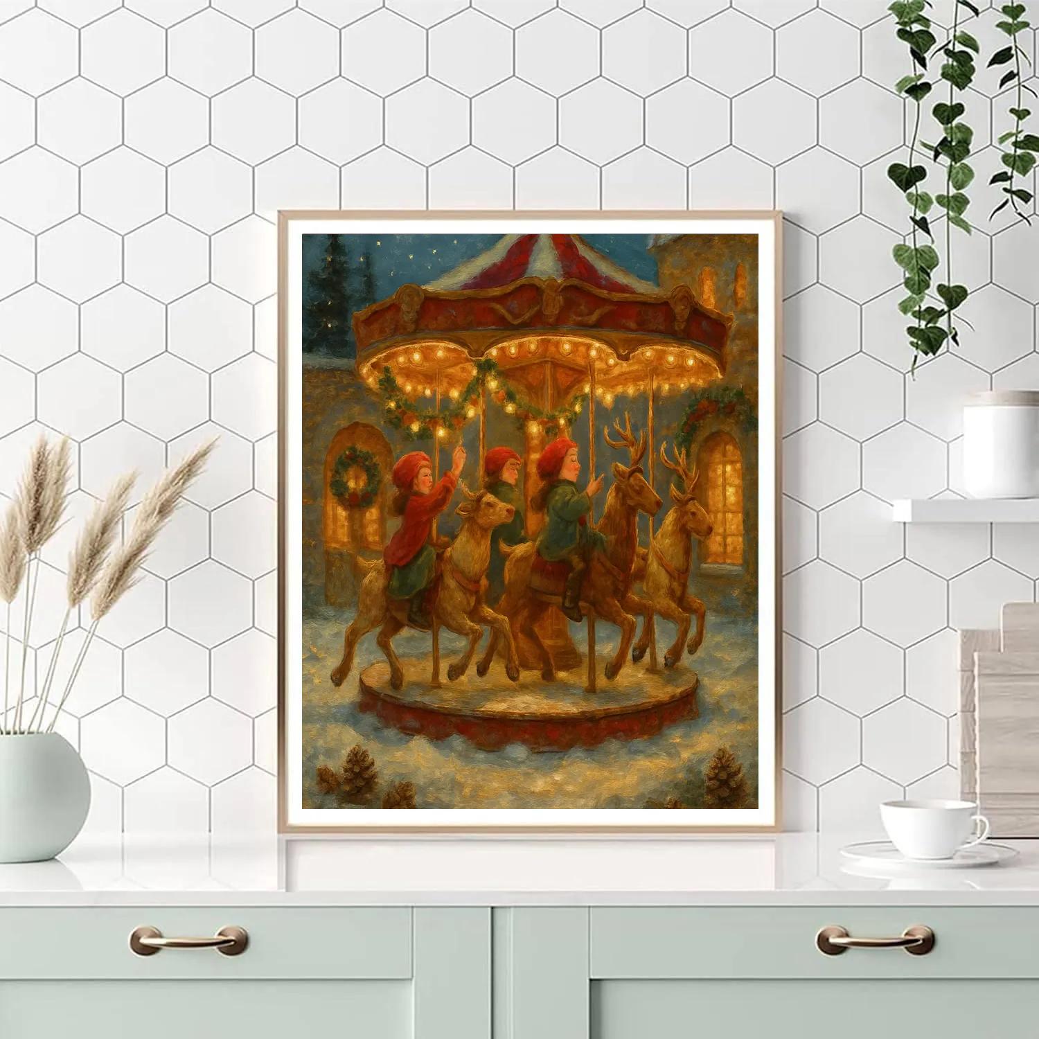 Reindeer Carousel In The Hidden Courtyard Paint by numbers art