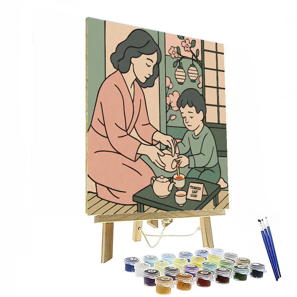 Tea Ceremony With Mother In Spring Quiet paint by numbers