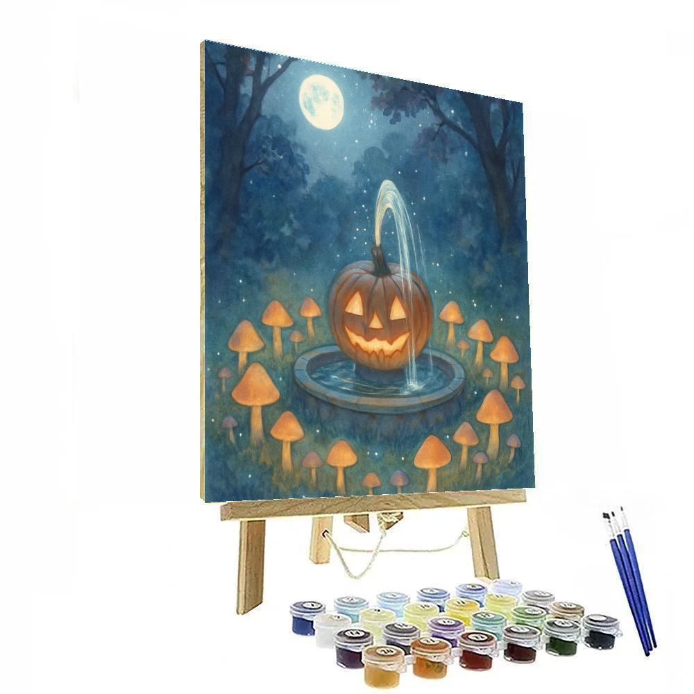 Mushroom Ring Garden Beneath The Silver Moon paint by color