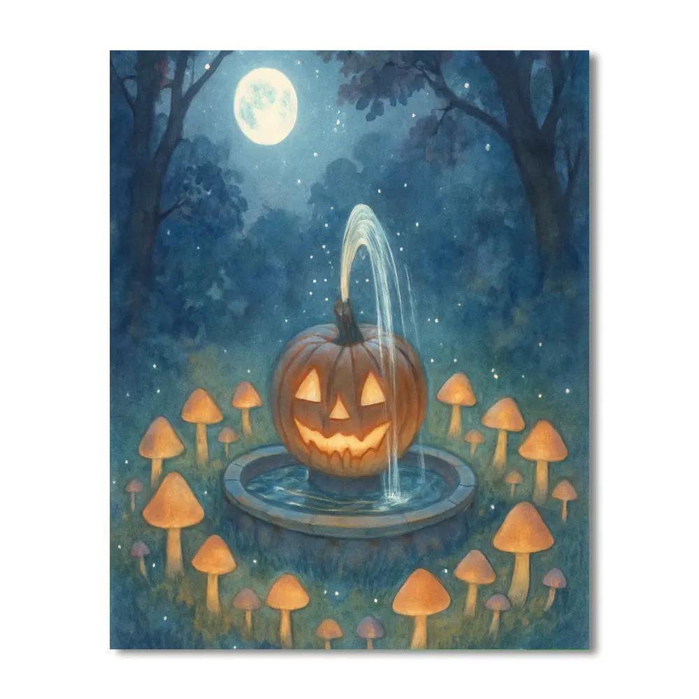 Mushroom Ring Garden Beneath The Silver Moon paint by color