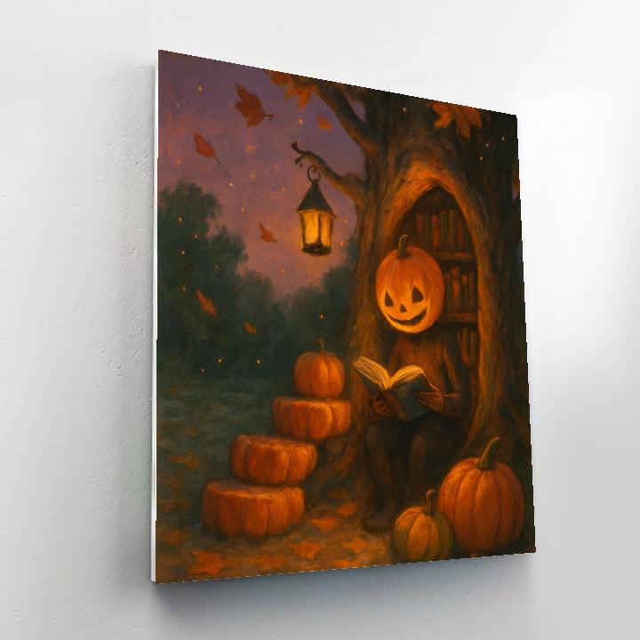 Pumpkin Patch Library At Dusk DIY paint by numbers