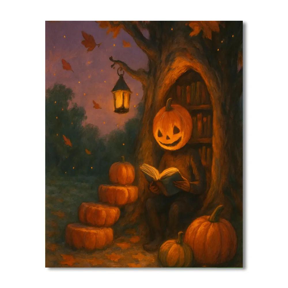 Pumpkin Patch Library At Dusk DIY paint by numbers
