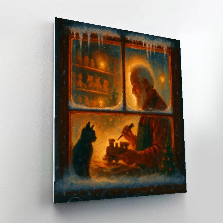 Toymaker Workshop Window In A Snowstorm paint by color