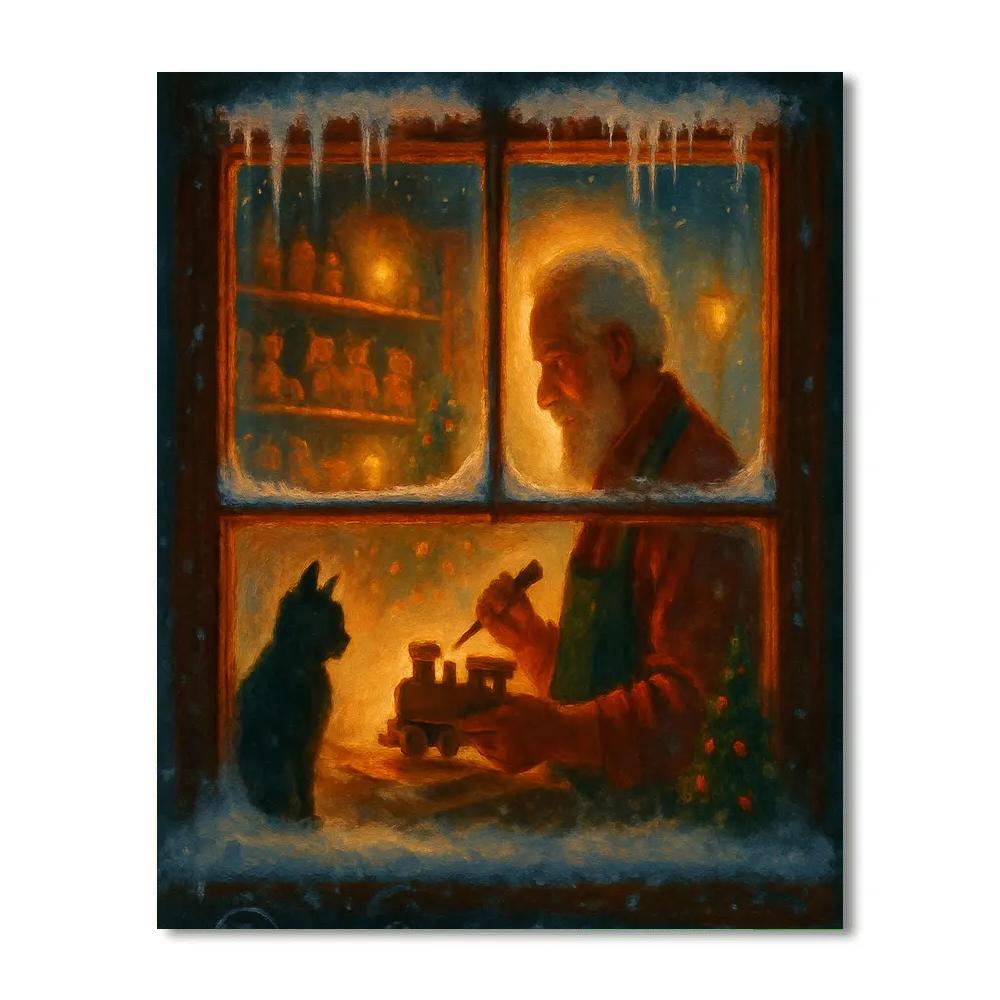 Toymaker Workshop Window In A Snowstorm paint by color