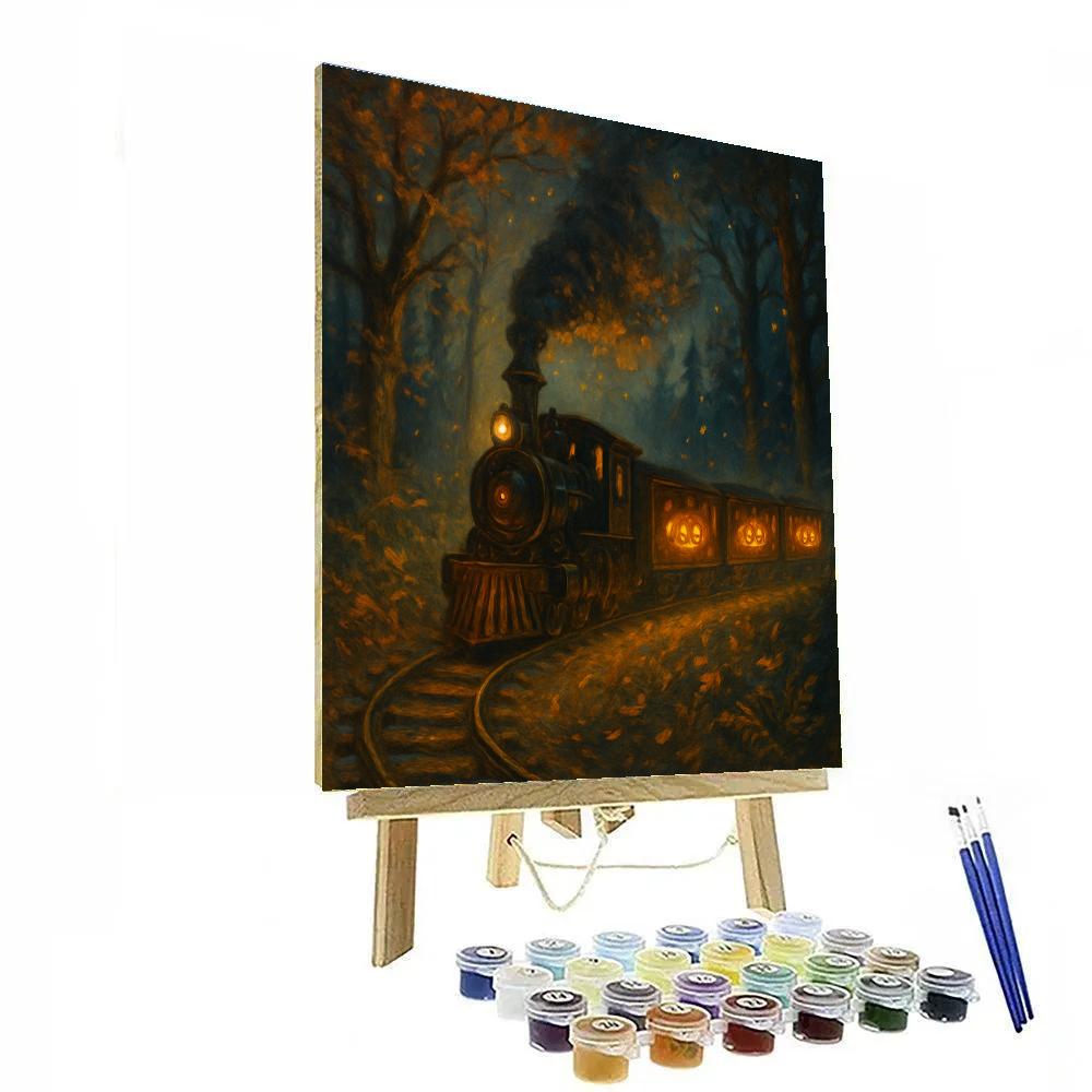 Autumn Train Of Flickering Jack O Lantern Lights Number painting