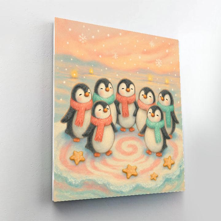 Penguin Carolers On The Candy Ice Floe Numbered painting kits