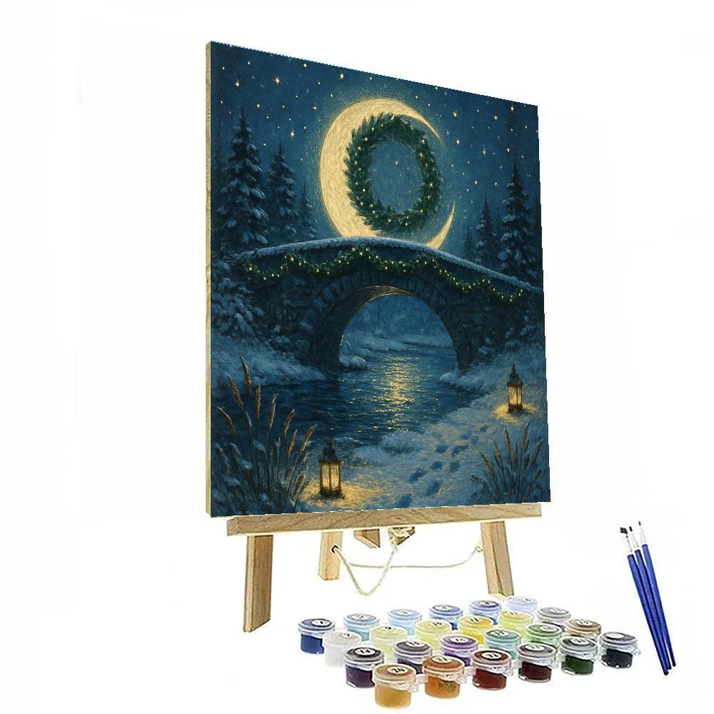 Wreath Moon Over The Old Stone Bridge Paint by numbers art