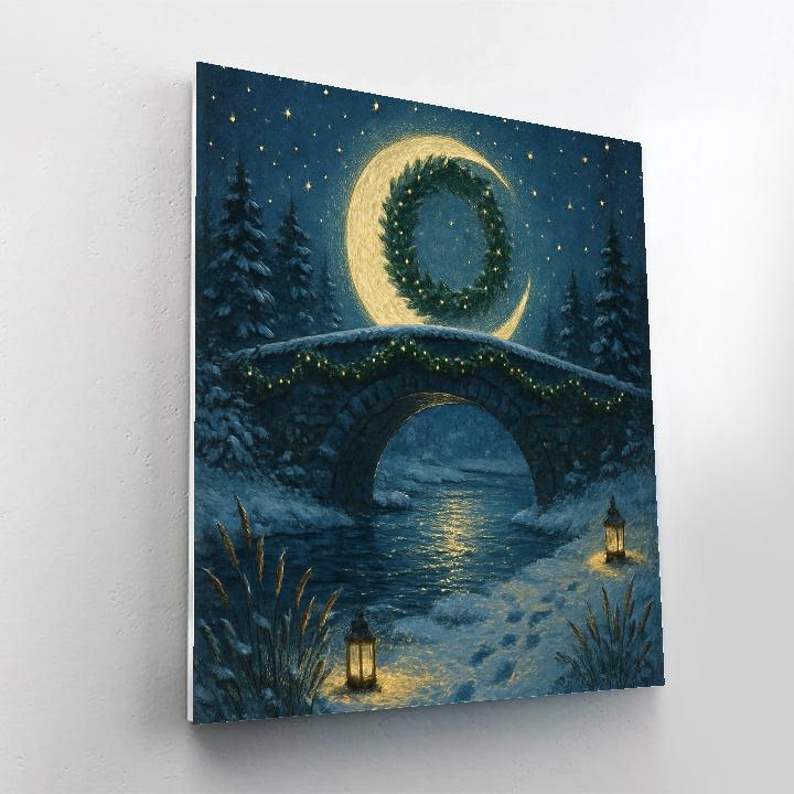 Wreath Moon Over The Old Stone Bridge Paint by numbers art