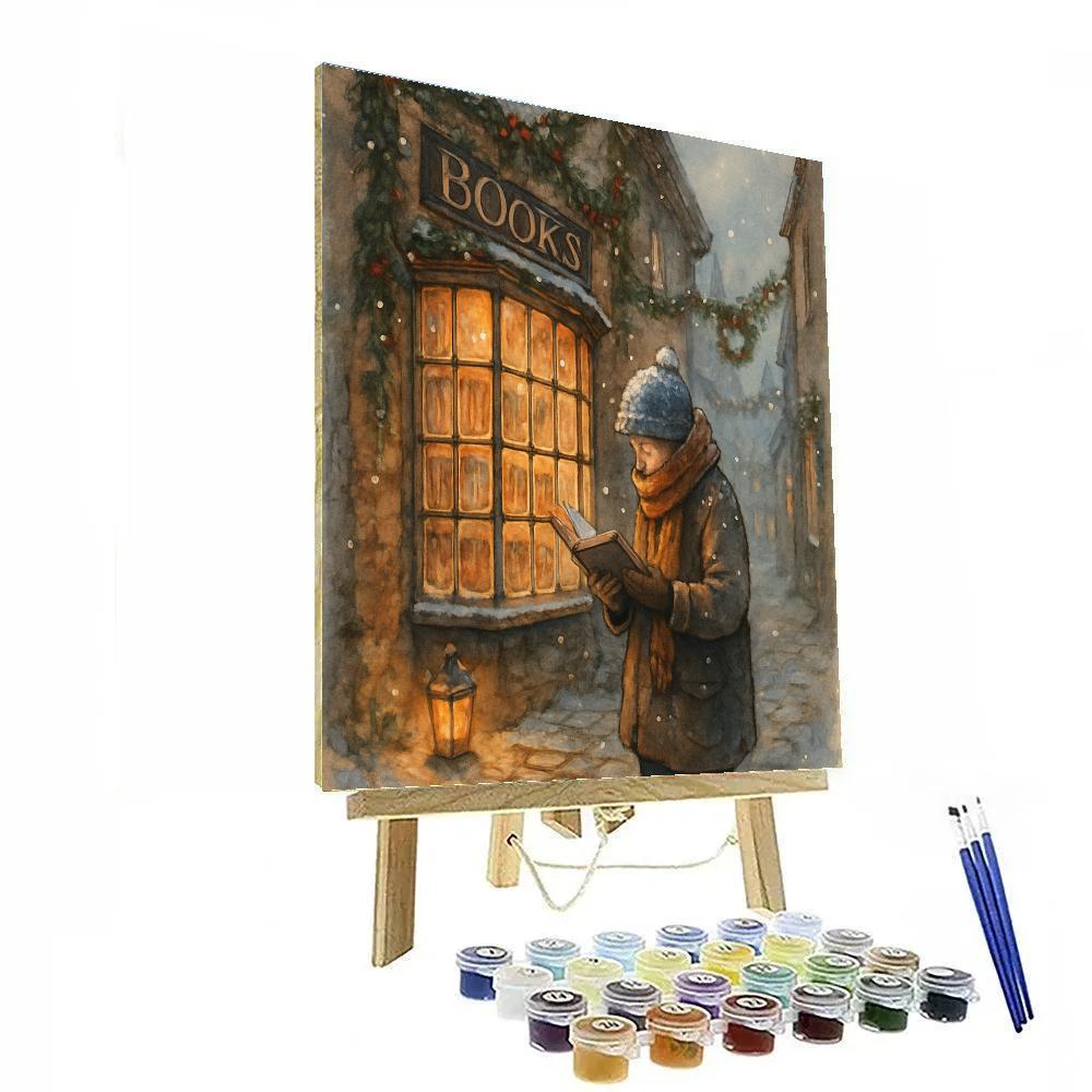 The Silent Holiday Bookshop Alley Painting by numbers kit