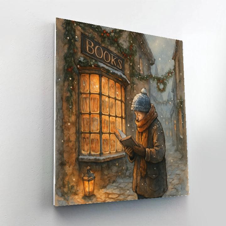 The Silent Holiday Bookshop Alley Painting by numbers kit