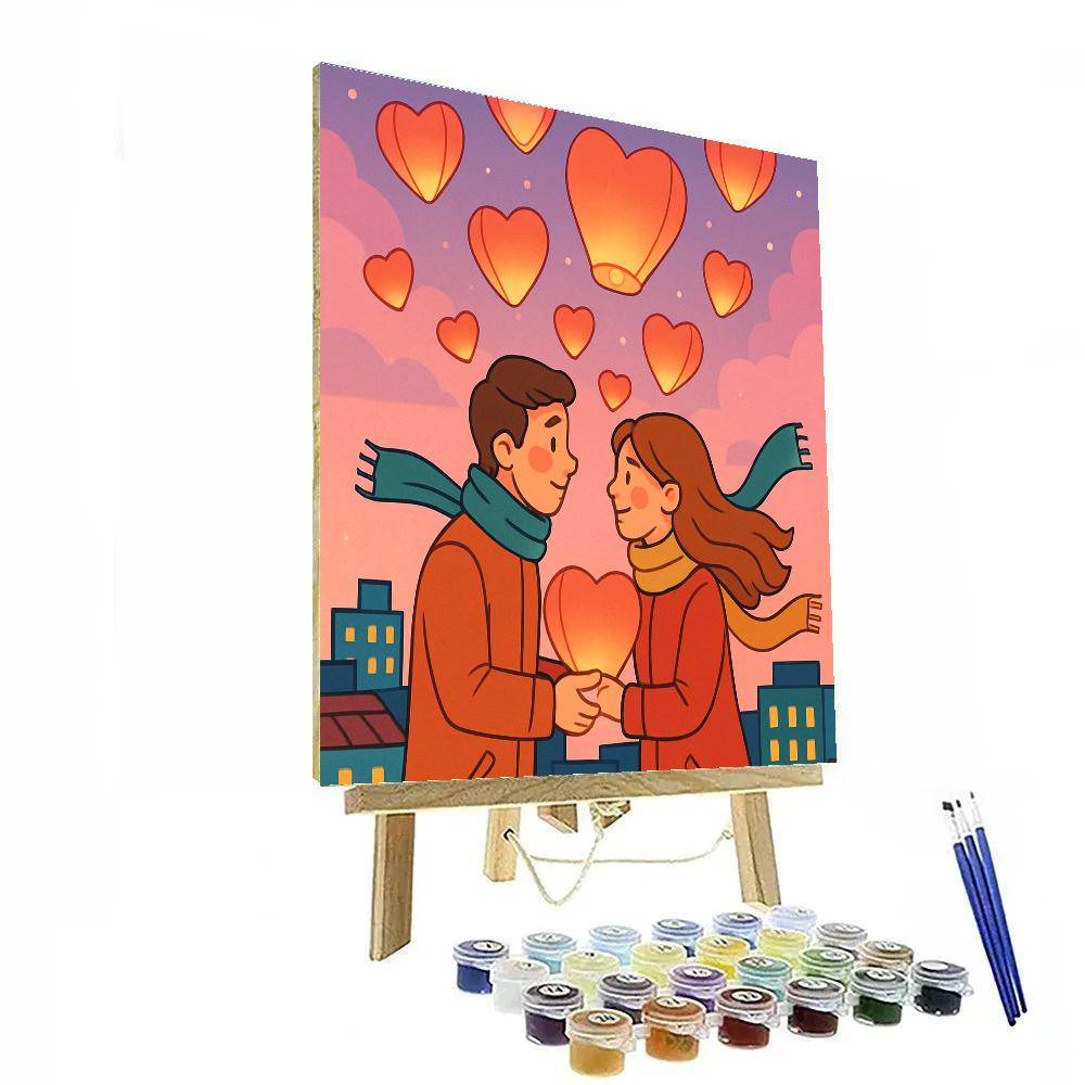 Valentines Day Sky Lantern Serenade Paint by numbers kits
