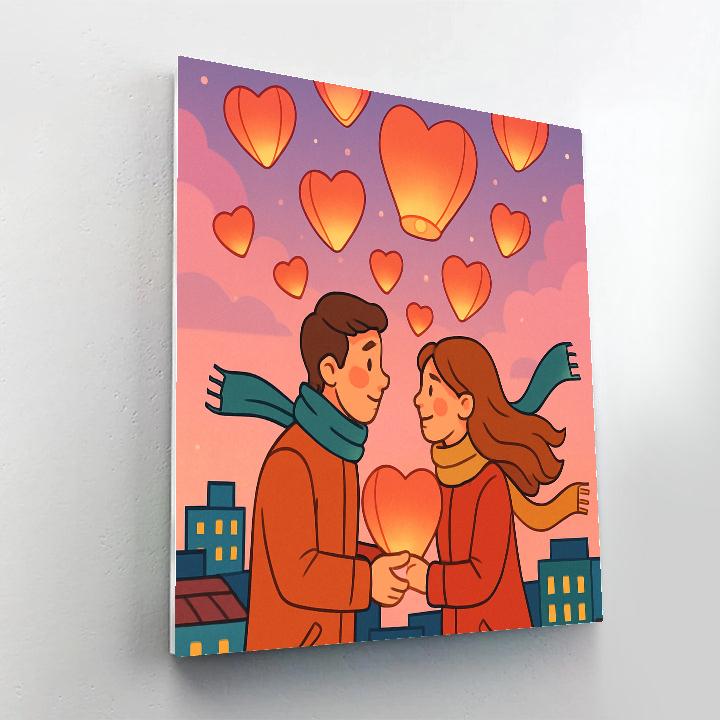 Valentines Day Sky Lantern Serenade Paint by numbers kits