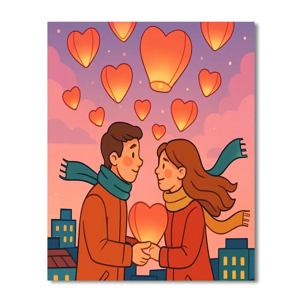 Valentines Day Sky Lantern Serenade Paint by numbers kits