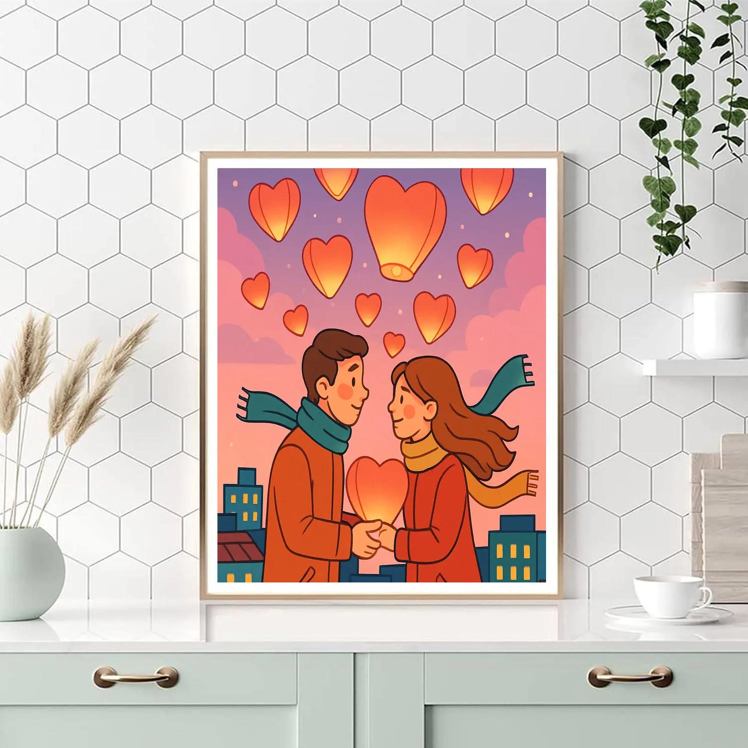 Valentines Day Sky Lantern Serenade Paint by numbers kits