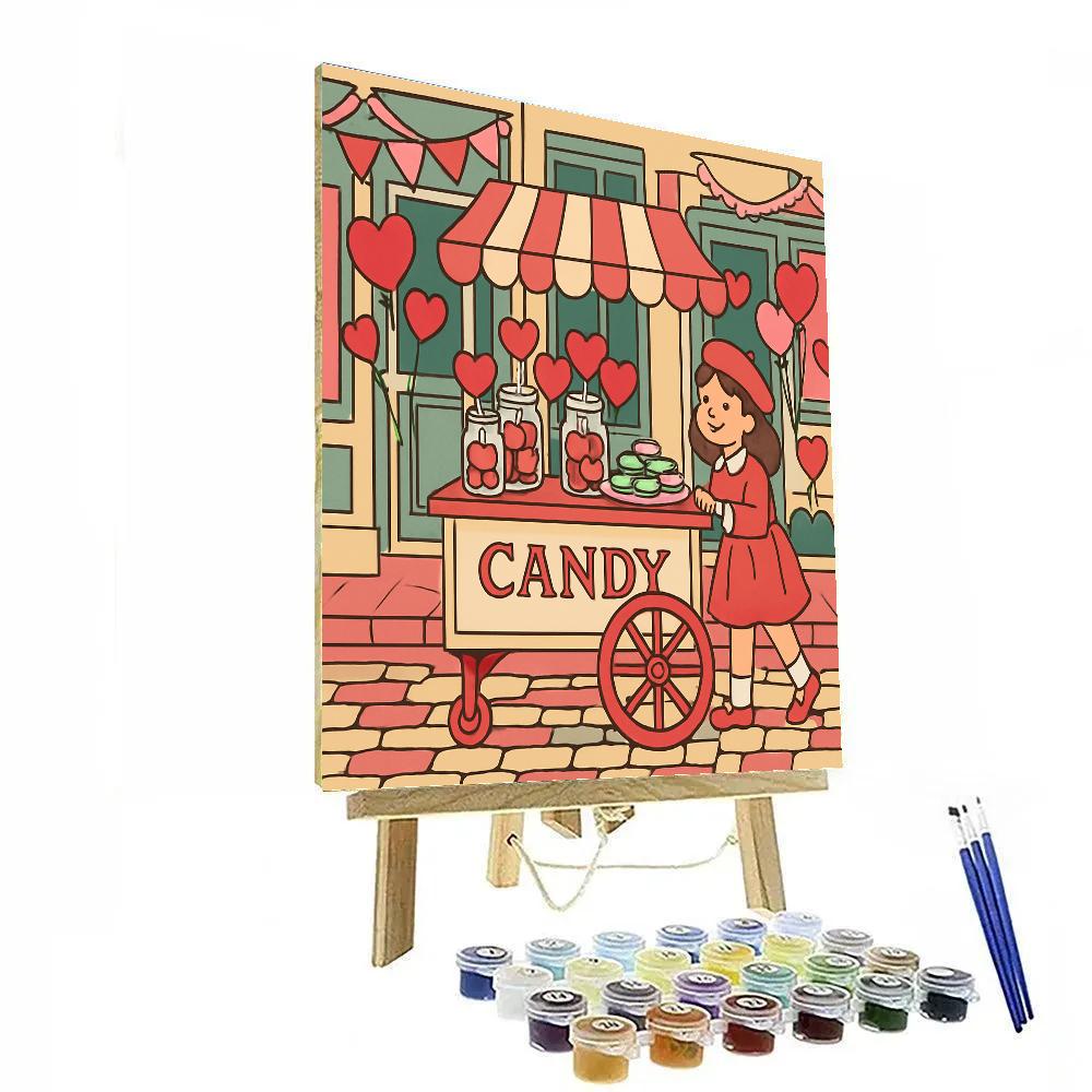 Candy Cart Parade With Valentines Day Delight paint by color