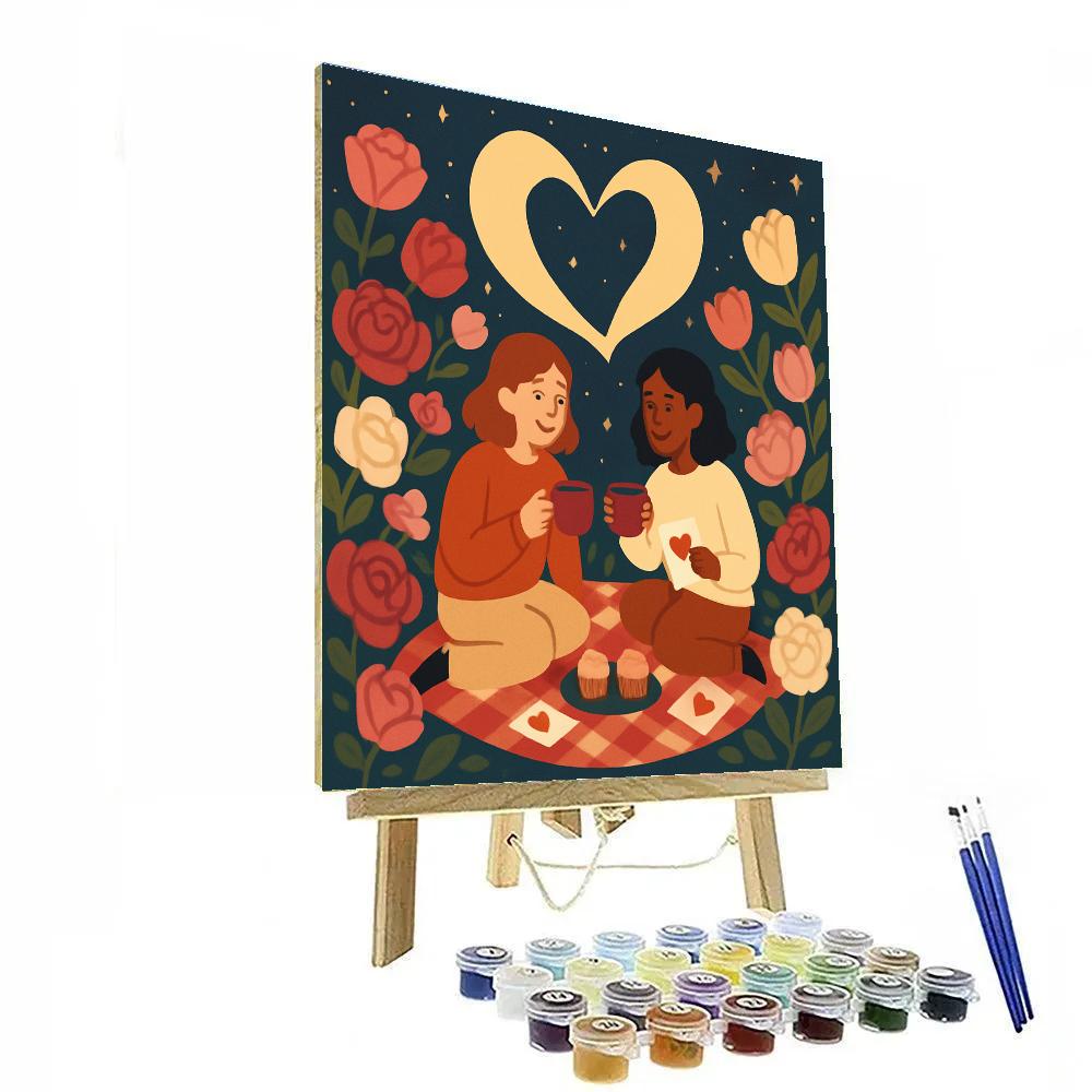 Moonlit Garden Picnic Valentines Day Edition DIY paint by numbers
