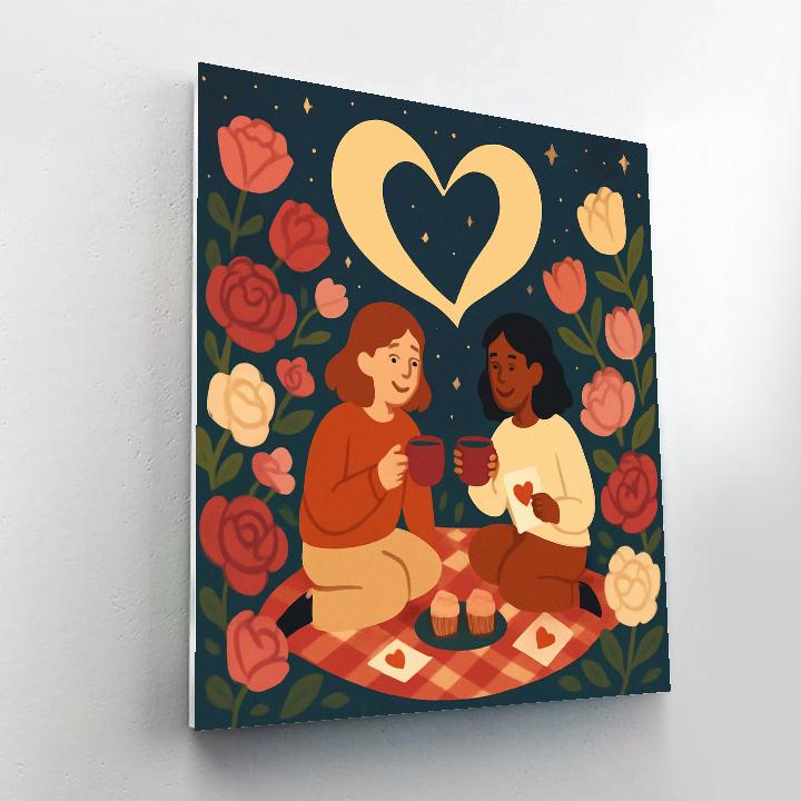 Moonlit Garden Picnic Valentines Day Edition DIY paint by numbers